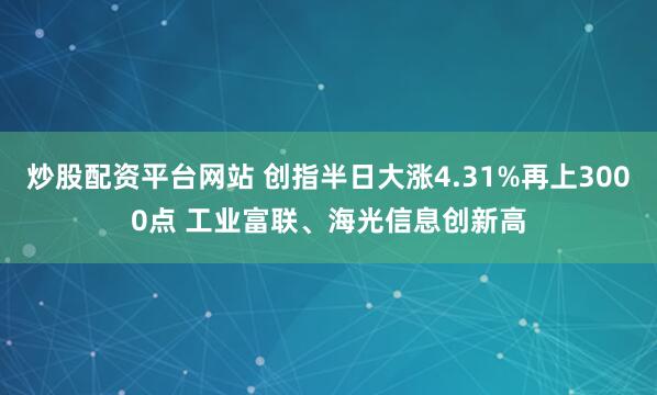 炒股配资平台网站 创指半日大涨4.31%再上3000点 工业富联、海光信息创新高
